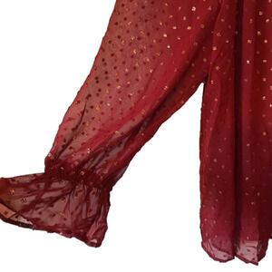 Lane Bryant wine coloured sheer blouse with gold flecks.  New with tags.